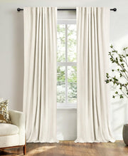 100% Blackout Shield frontal de cortina beige que oscurece la habitación