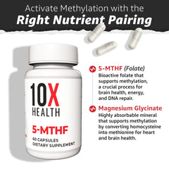 10X Health bottle angled to display label and two‑month 60 capsule supply