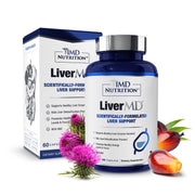 1MD Nutrition LiverMD front bottle showing supplement label and benefits