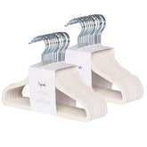 3 Sprouts front packaging of 30 cream velvet hangers, neat storage benefit