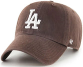 '47 Los Angeles Dodgers front logo on brown cap showing team pride and clear embroidery