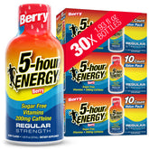 5-hour ENERGY berry front packaging showing a 30-count box and berry flavor branding for convenience