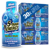 5-hour ENERGY front packaging showing bold blue raspberry and convenience benefits