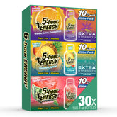 5-hour ENERGY variety pack front box showing three flavor assortment and count, convenient for quick boosts