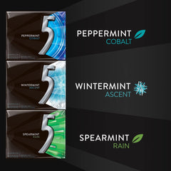 5 Gum detalle de la etiqueta con nombres de sabores para identificación