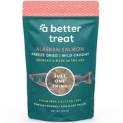 A Better Treat empaque frontal que muestra salmón liofilizado y beneficios