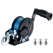 AC-DK front view winch showing durable frame and compact design for reliable towing