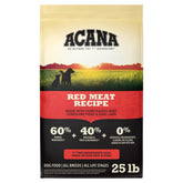 ACANA empaque frontal mostrando fórmula Red Meat y beneficios nutricionales