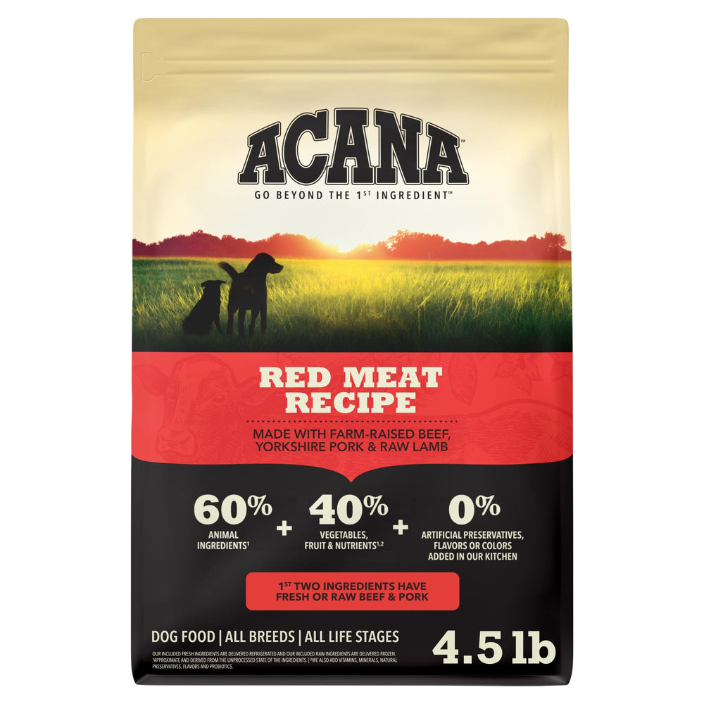 ACANA front packaging showing 4.5 lb bag and benefits