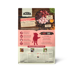 ACANA primer plano de croqueta y trozos jerky, textura que atrae al perro