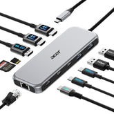 Acer docking station front panel showing ports and tidy cable organization benefit