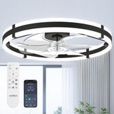 addlon 24" fandelier front view showing sleek black finish and light