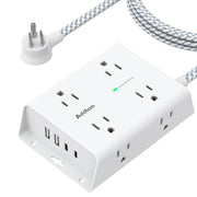 Addtam vista frontal con 8 tomas y 4 puertos USB para organización eficiente