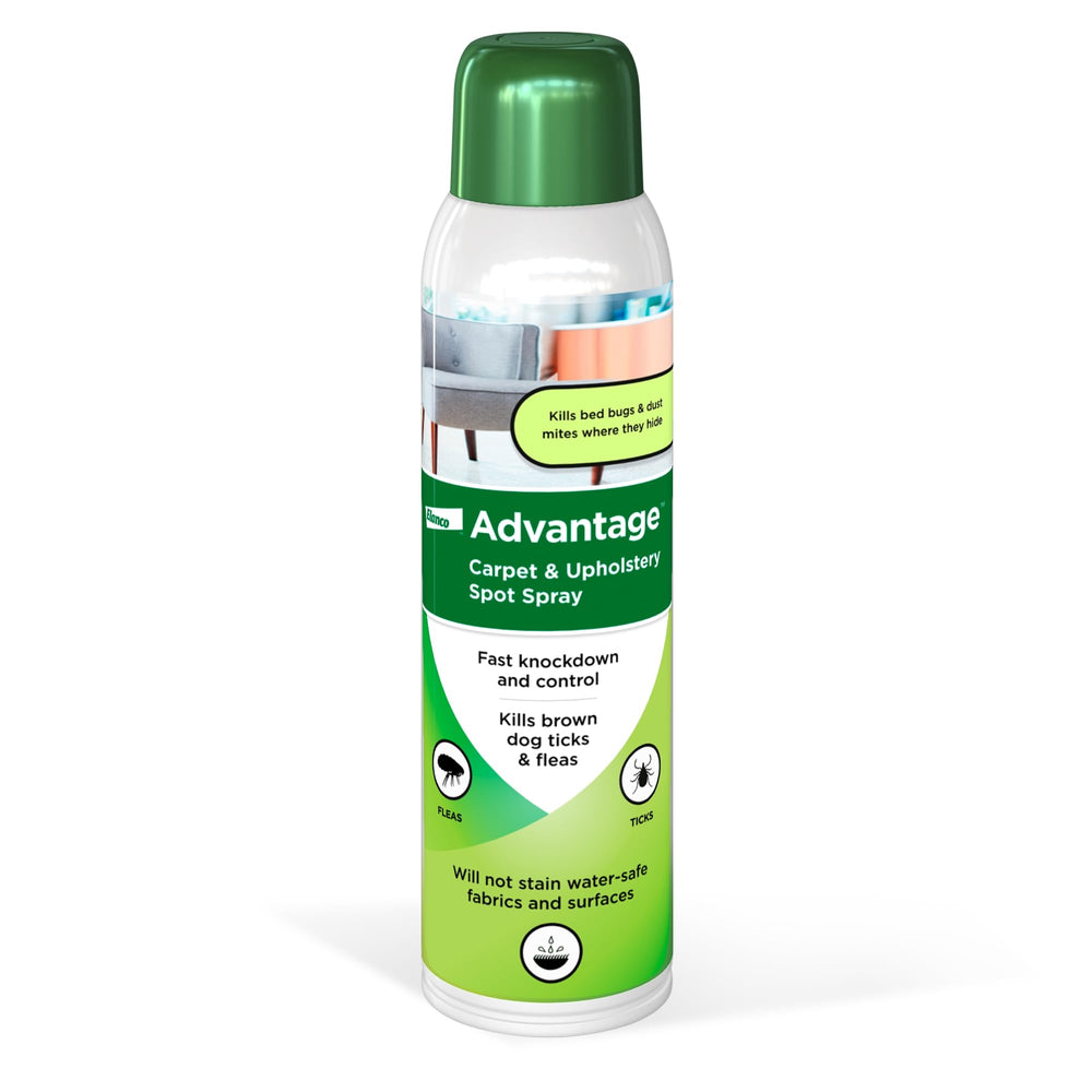 Advantage botella frontal mostrando etiqueta y dosis clara para control de pulgas