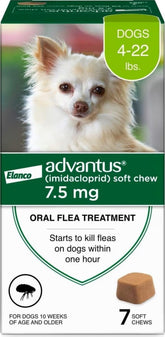 Advantus front box showing 7 ct soft chews and quick flea relief