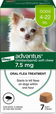 Advantus front box showing 7 ct soft chews and quick flea relief