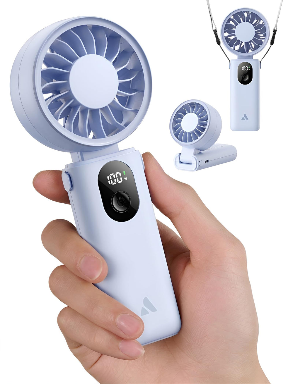 Aecooly ventilador frontal mostrando diseño compacto y botón de control, facilidad de manejo