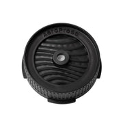 AeroPress tapa Flow Control vista frontal que muestra ajuste seguro y facilidad