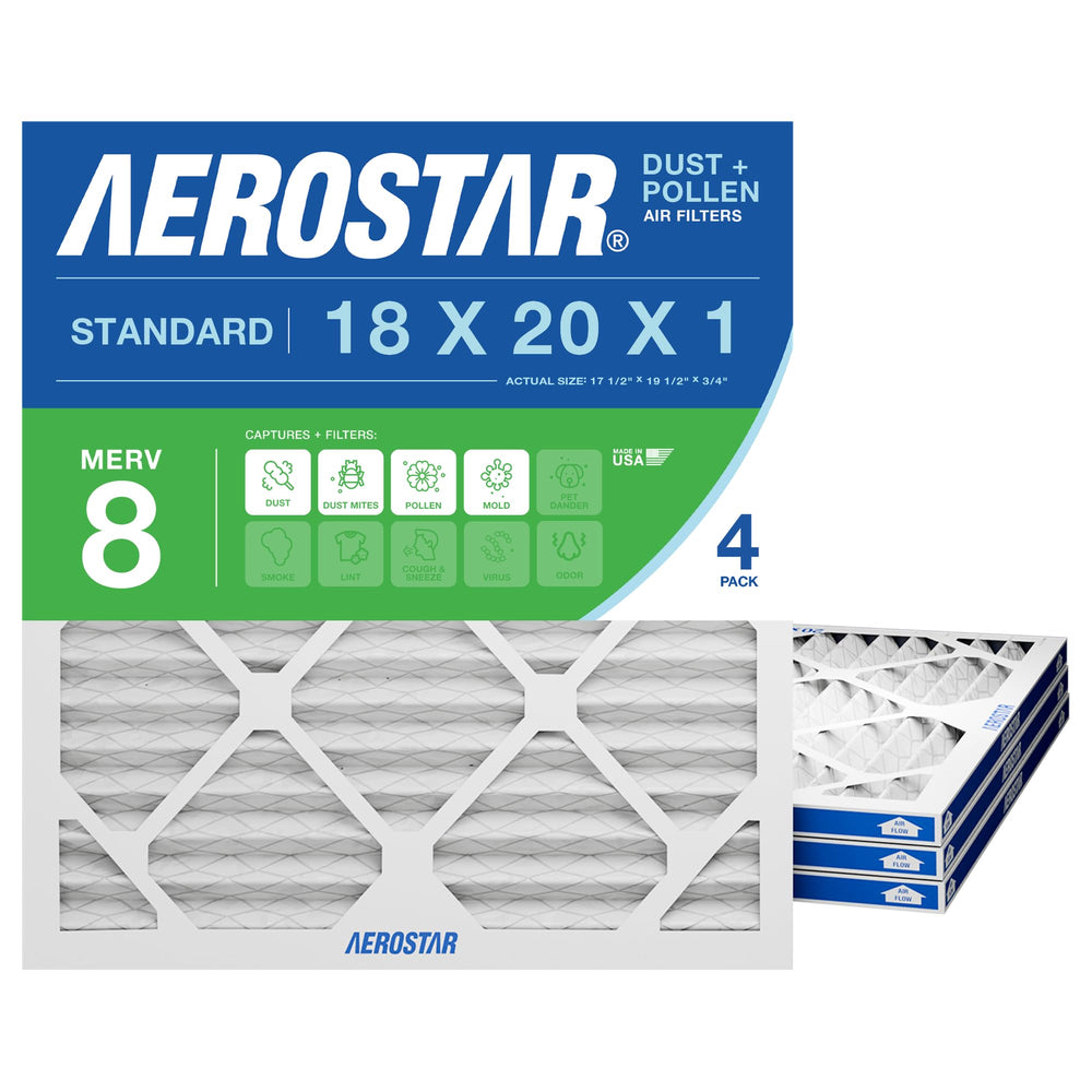 Aerostar frente del empaque mostrando el pack de 4 y beneficios de filtrado