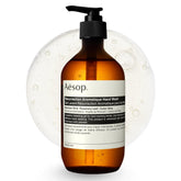 Aesop botella de frente mostrando diseño y capacidad, aspecto profesional y sustentable