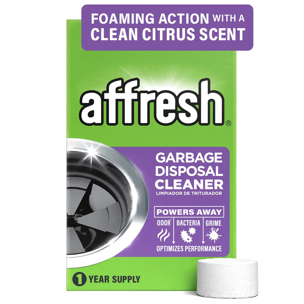 Affresh empaque frontal de 12 tabletas mostrando el producto y su duración anual