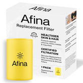 Afina front packaging showing the replacement filter and clear product benefit