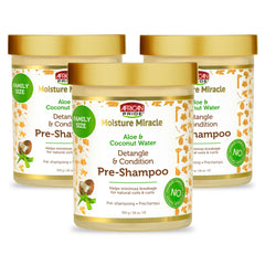 African Pride frontal del envase mostrando pre-shampoo hidratante y beneficios