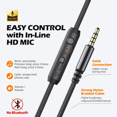 AILIHEN C8 inline mic and remote close-up showing controls for hands-free calls and playback