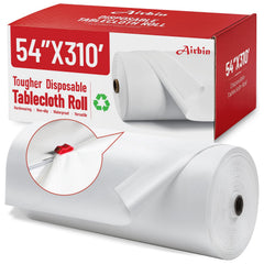Airbin rollo frontal mostrando longitud y anchura, ideal para cubrir muchas mesas