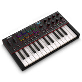Akai MPK Mini IV vista frontal mostrando controles y construcción robusta