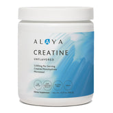Alaya Naturals front canister showing clean vegan creatine packaging and benefit clarity