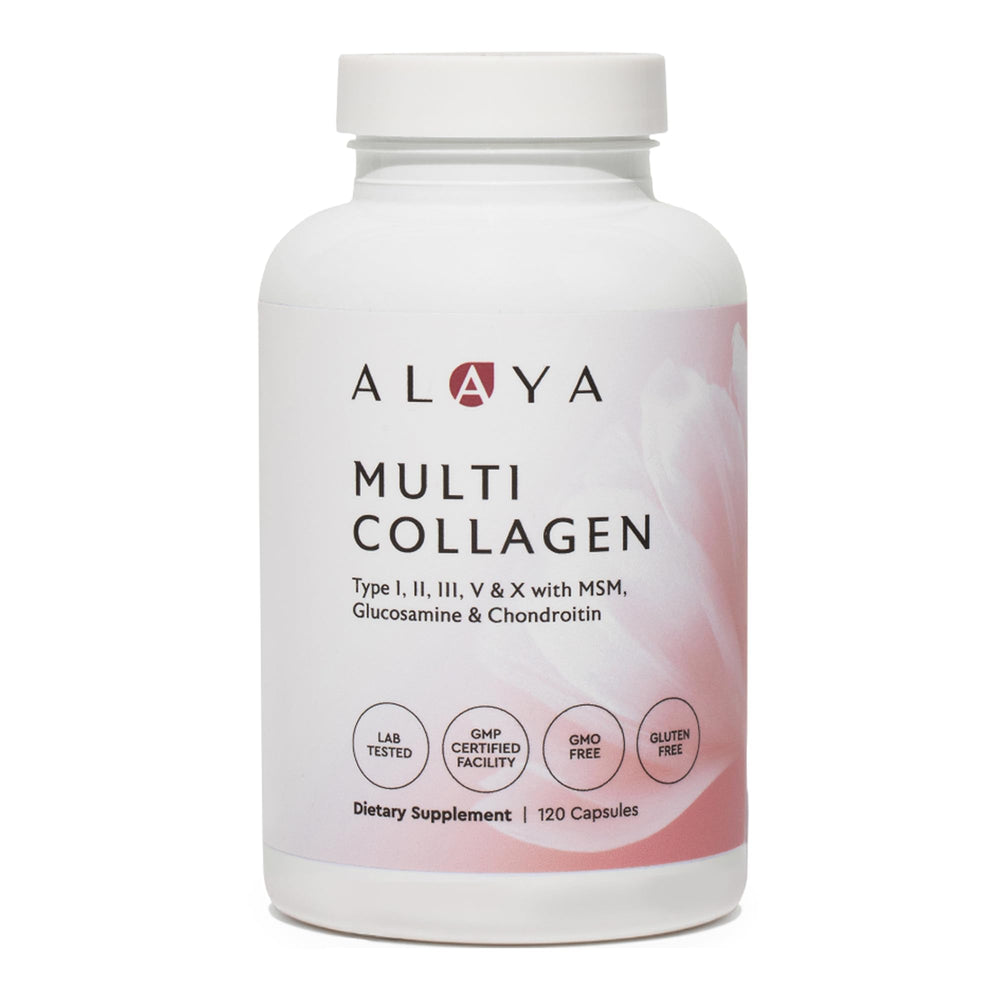 Alaya Naturals envase frontal de Multi Collagen 120 cápsulas con presentación clara
