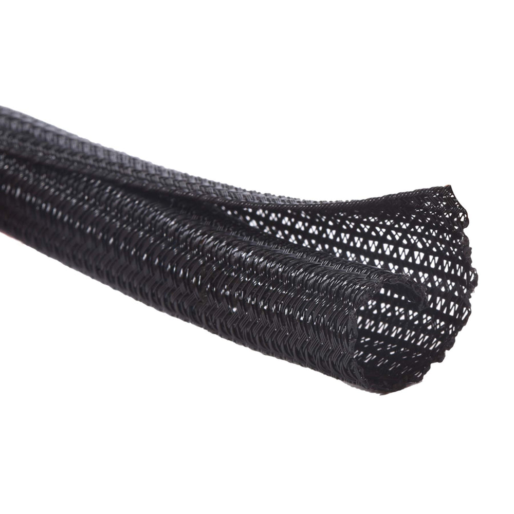 Alex Tech funda tubo frontal mostrando la longitud y color negro, organiza cables eficientemente