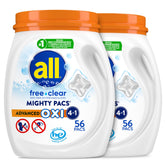 all free clear front packaging showing tub and product benefits for sensitive skin