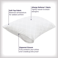 Aller-Ease funda colocada en almohada demostrando confort y respirabilidad
