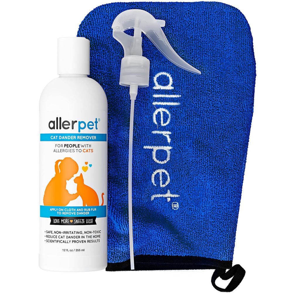 Allerpet frasco 12 oz frente mostrando diseño y beneficio de reducción de caspa