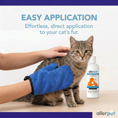 Allerpet guante aplicador en detalle para retirar caspa suavemente