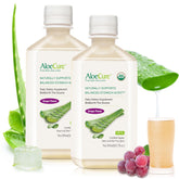 AloeCure front packaging showing grape flavor and organic seal for trust