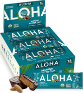 ALOHA front packaging showing organic Almond Butter Cup benefits