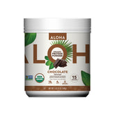 ALOHA chocolate tin front view showing recyclable resealable packaging and clean label benefits