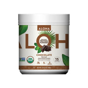 ALOHA chocolate tin front view showing recyclable resealable packaging and clean label benefits