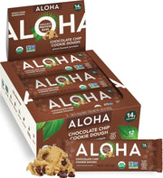 ALOHA front packaging showing organic vegan benefits and convenient box