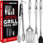 Alpha Grillers front packaging showing four-piece set for reliable grilling
