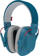 Alpine Muffy front view showing blue earmuffs and comfortable design benefit