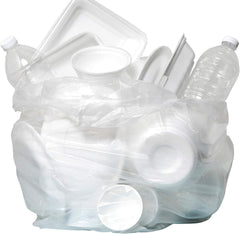 Aluf Plastics bag fitted on a 12-gallon bin illustrating correct size and neat fit