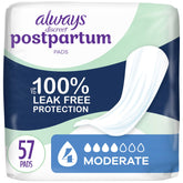 Always Discreet paquete frontal mostrando 57 unidades y conveniencia