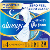 Always Infinity front packaging showing 78 count and benefits