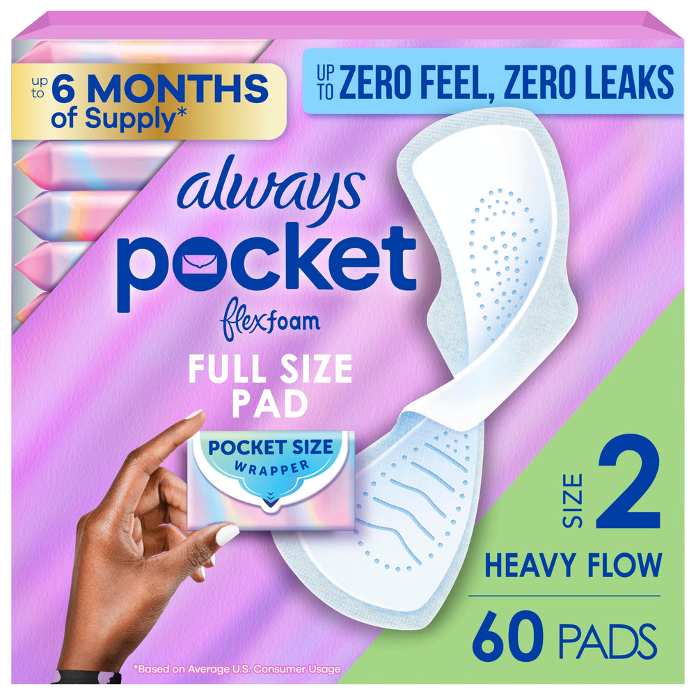 Always Pocket front packaging showing compact three-pack convenience