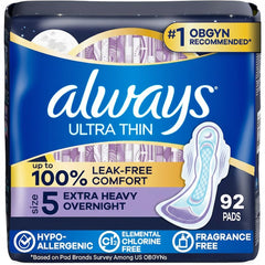 Always paquete frontal mostrando 92 almohadillas y protección nocturna