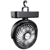 AMACOOL vista frontal del ventilador compacto con linterna y gancho